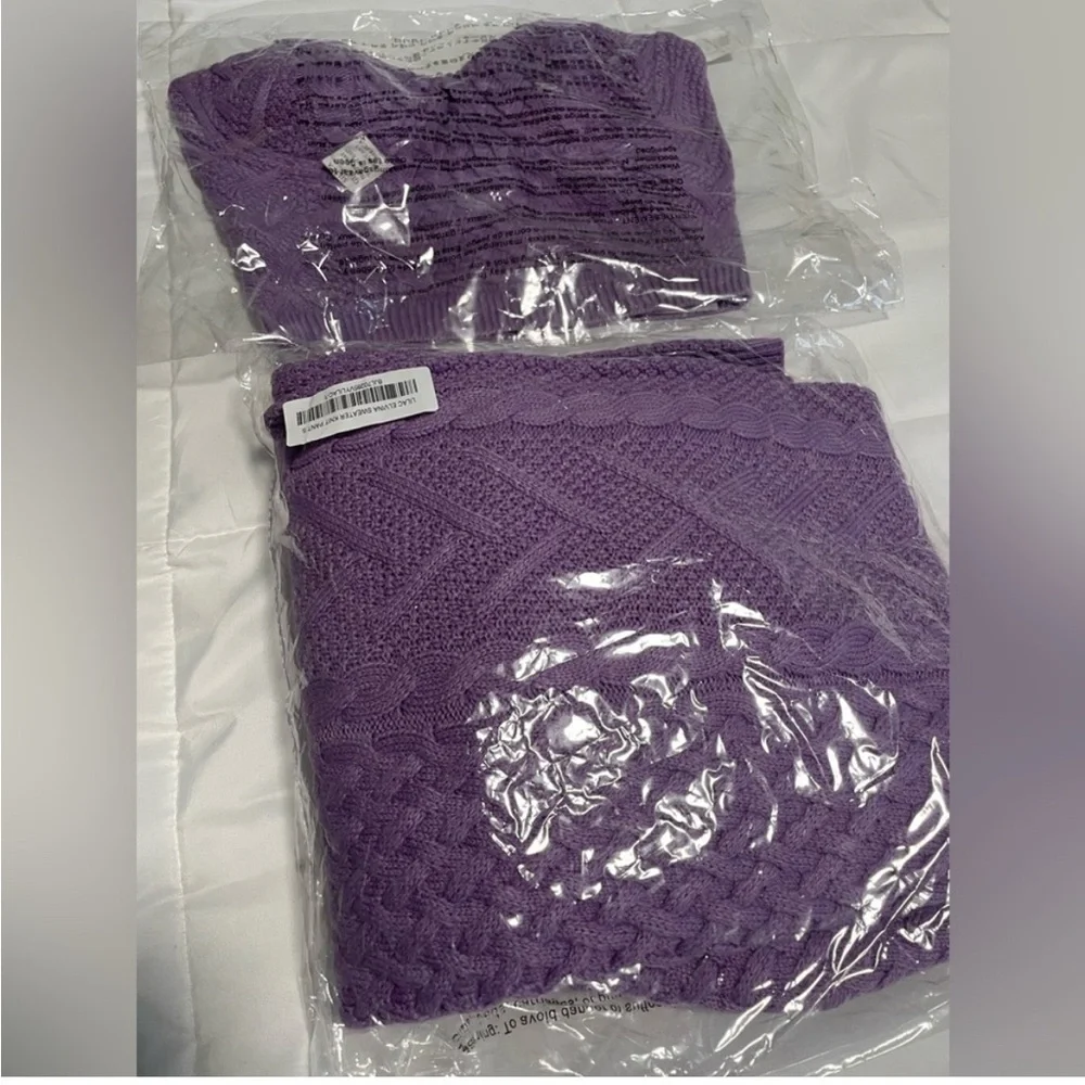 Brand new with tags JLUXLABEL Lavender knit pants + corset top - Picture 7 of 12